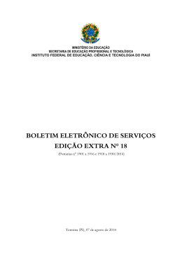 Edição Extra - Instituto Federal de Educação, Ciência e Tecnologia