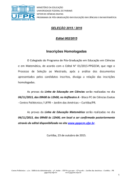 Inscrições Homologadas - ppgecm - Universidade Federal do Paraná