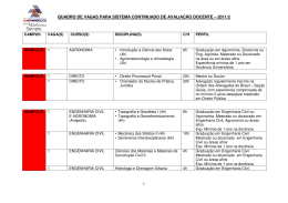 1 quadro de vagas para sistema continuado de avalia&ccedil;&atilde;o docente