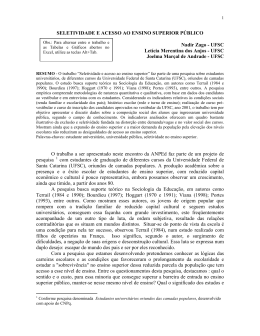 SELETIVIDADE E ACESSO AO ENSINO SUPERIOR P&Uacute;BLICO