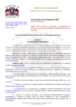 LEI N&ordm; 6.058, DE 4 DE MAR&Ccedil;O DE 2005.