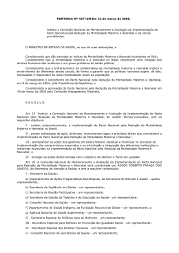 PORTARIA Nº 427/GM Em 22 de março de 2005. Institui a