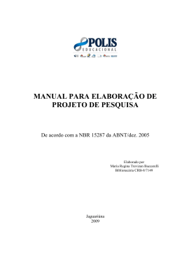 Manual para elabora&ccedil;&atilde;o de projeto de pesquisa