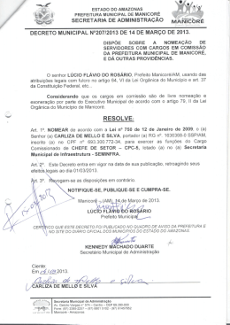 NOMEACAO DE CARLIZA DE MELLO E SILVA SEMINFRA