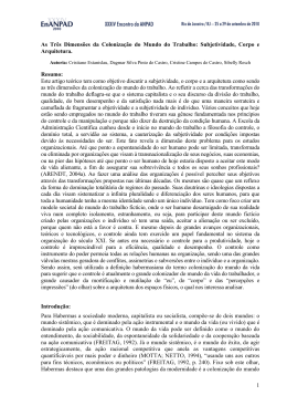 1 As Tr&ecirc;s Dimens&otilde;es da Coloniza&ccedil;&atilde;o do Mundo do Trabalho