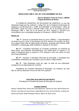 Aprova Relat&oacute;rio Final do Curso: LIBRAS