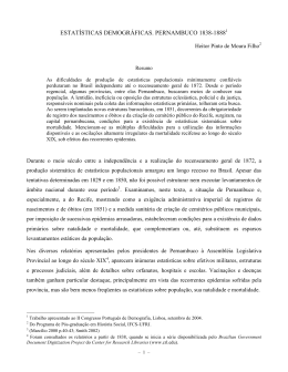 estat&iacute;sticas demogr&aacute;ficas. pernambuco 1838-1888
