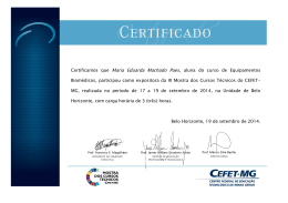 Certificamos que Maria Eduarda Machado Paes - DEPT - Cefet-MG