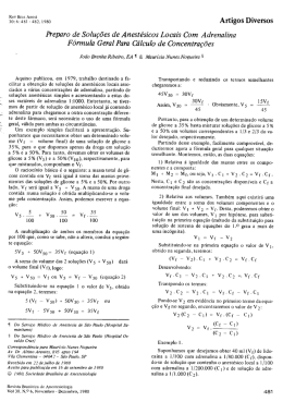 Artigos Diversos Preparo de Solu&ccedil;&otilde;es de Anest&eacute;sicos Locais Com