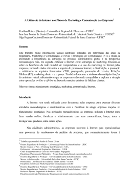 1 A Utiliza&ccedil;&atilde;o da Internet nos Planos de Marketing e