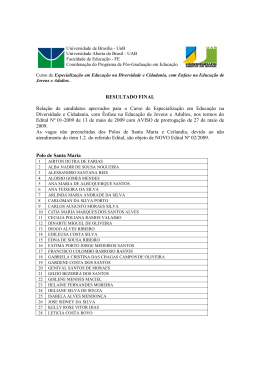 Resultado da sele&ccedil;&atilde;o.