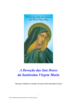 A Devoção das Sete Dores da Santíssima Virgem Maria