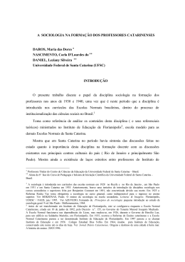 a sociologia na forma&ccedil;&atilde;o dos professores catarinenses
