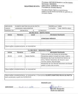 Processo: 9072/2015 Relatório de Atividades