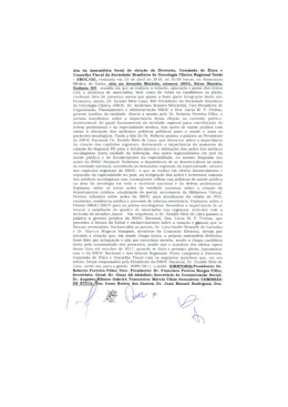 Ata da Assembl&eacute;ia Geral de elei&ccedil;&atilde;o da Diretoria, Comiss&atilde;o de &Eacute;tica e