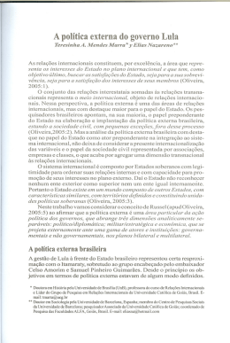 A pol&iacute;tica externa do governo Lula