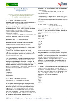 Estequiometria - Lista de Exercícios