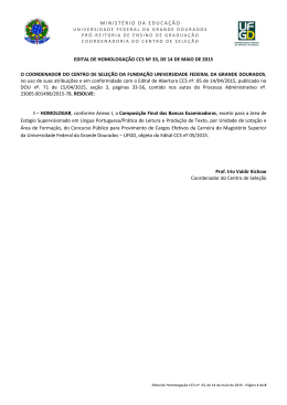 Edital de Homologa&ccedil;&atilde;o CCS n&ordm; 33/2015