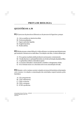 PROVA DE BIOLOGIA QUESTÕES 01 A 30