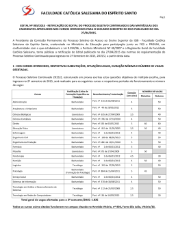 Edital - Faculdade Cat&oacute;lica Salesiana do Esp&iacute;rito Santo