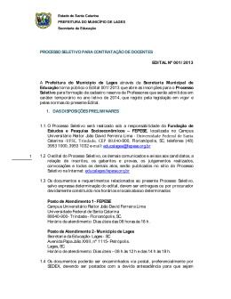 PROCESSO SELETIVO PARA CONTRATA&Ccedil;&Atilde;O DE DOCENTES