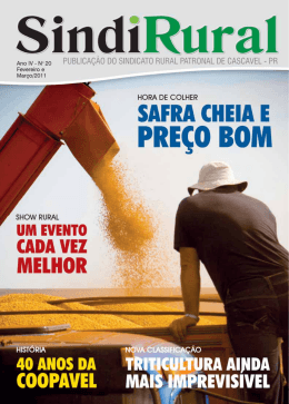 Edição: 20 Fevereiro e Março/2011 - Revista SindiRural Cascavel-PR