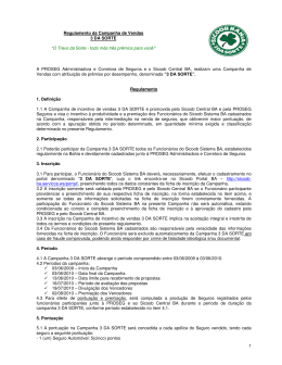 1 Regulamento da Campanha de Vendas 3 DA SORTE &ldquo;O Trevo da