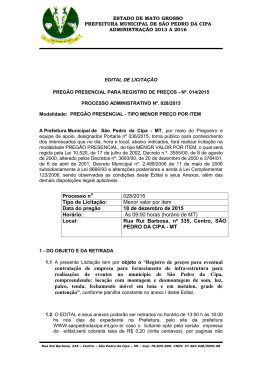 Processo n 028/2015 Tipo de Licita&ccedil;&atilde;o: Menor valor por item Data