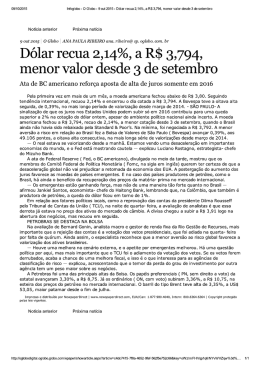 d&oacute;lar recua 2,14%, a r$ 3794, menor valor desde 3 de setembro