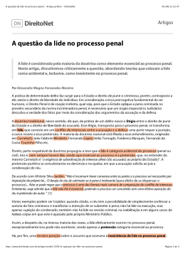 A quest&atilde;o da lide no processo penal - Artigo jur&iacute;dico