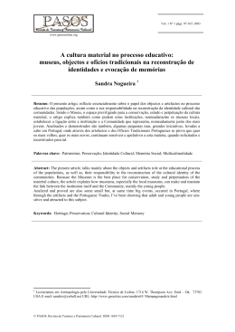 A cultura material no processo educativo: museus, objectos