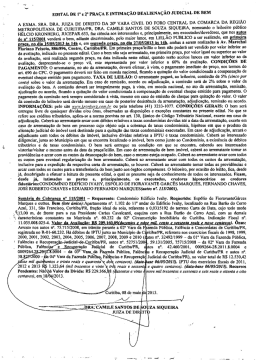 EDITAL DE 1l e PRA&Ccedil;A E INTIMA&Ccedil;&Atilde;O DEALIENA&Ccedil;&Atilde;O JUDICIAL