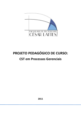 PROJETO PEDAG&Oacute;GICO DE CURSO: