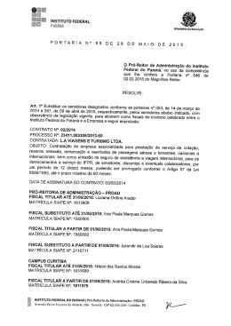Portaria 88, de 28 de maio de 2015 – Sub. Fiscal PROAD Curitiba