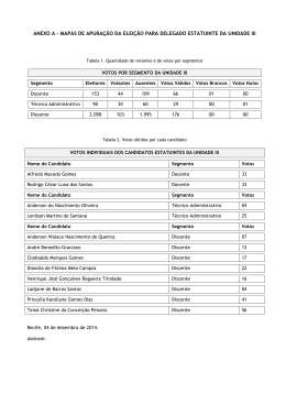 ANEXO A &ndash; MAPAS DE APURA&Ccedil;&Atilde;O DA ELEI&Ccedil;&Atilde;O PARA