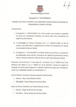 Despacho n.&ordm; 1014-PCM-2013 - C&acirc;mara Municipal do Seixal