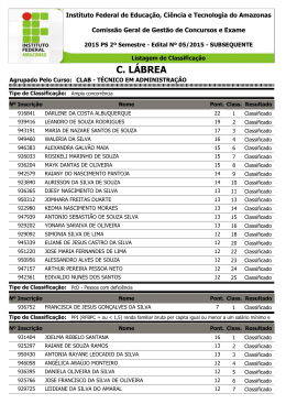 Listagem de Classifica&ccedil;&atilde;o