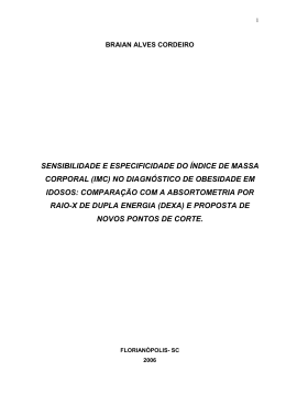 sensibilidade e especificidade do &iacute;ndice de massa corporal (imc)