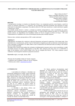 101 1. INTRODU&Ccedil;&Atilde;O A preval&ecirc;ncia de sobrepeso e