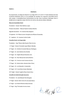PONTO 3. PROPOSTA Os proponentes, ao abrigo do