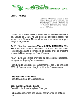 Lei nº. 170/2009 . Luís Eduardo Viana Vieira, Prefeito