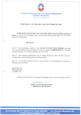 Prefeitura Municipal de Luís Eduardo Magalhães ESTADO DA