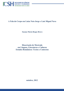 A Fala do Corpo em Luiza Neto Jorge e Lu&iacute;s Miguel Nava