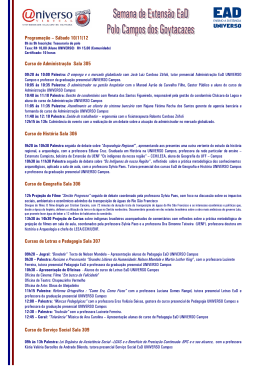 programa&ccedil;&atilde;o da I Semana de Extens&atilde;o EAD