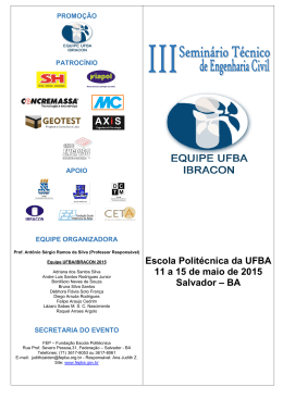 Escola Politécnica da UFBA 11 a 15 de maio de 2015