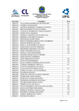 Inscri&ccedil;&atilde;o Candidato Nota MPGO13 ANA MARIA RODRIGUES DE