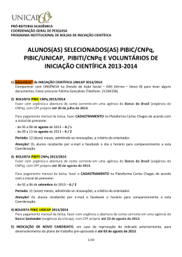 PIBIC/CNPq, PIBIC/UNICAP, PIBITI/CNPq E VOLUNT&Aacute;RIOS DE
