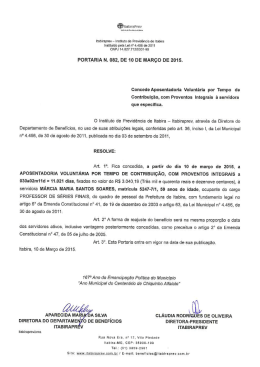 Portaria 082/2015- Aposentaria de Márcia Maria Santos