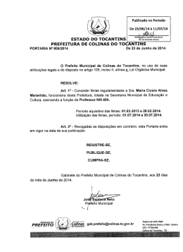 PORTARIA N&ordm; 806/2014, Conceder f&eacute;rias regularmente a Sra. Maria