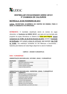 Quinta Chamada Vestibular 2013/1